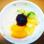 きょうのおやつは、あんみつでした。
