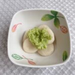 ８月28日水曜日　きょうのおやつは、郷土のお菓子・宮城県、ずんだだんごでした。